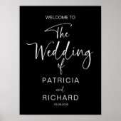 Poster Calligraphie de mariage moderne simple Bienvenue (Devant)