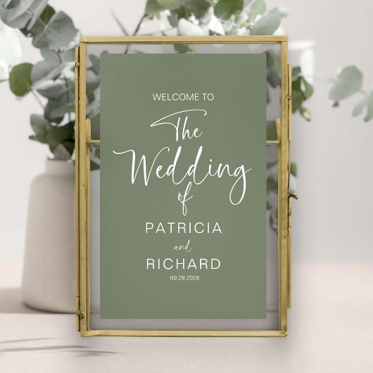 Poster Calligraphie de mariage moderne simple Bienvenue