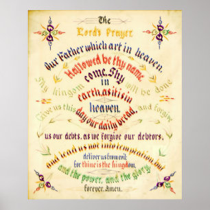 Poster Calligraphie de prière du Seigneur 1889