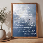Poster Calligraphie des Écritures Matthieu 6 26 34 Verset