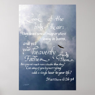Poster Calligraphie des Écritures Matthieu 6 26 34 Verset