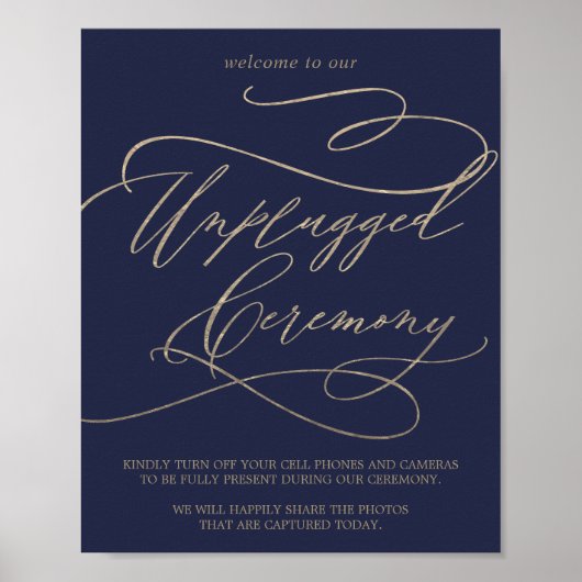 Poster Calligraphie d'or romantique Cérémonie de débranch (Devant)