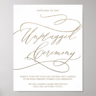 Poster Calligraphie d'or romantique Cérémonie débranchée