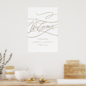 Poster Calligraphie d'or romantique Mariage d'accueil ver (Cuisine)