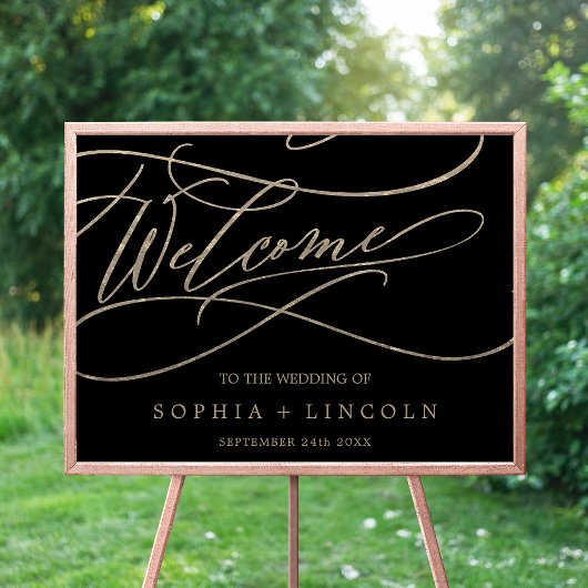 Poster Calligraphie d'or romantique | Mariage de bienvenu