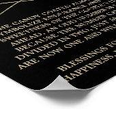 Poster Calligraphie d'or romantique Mariage noir Bombonie (Coin)