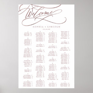 Poster Calligraphie d'or romantique Rose Carte de siège