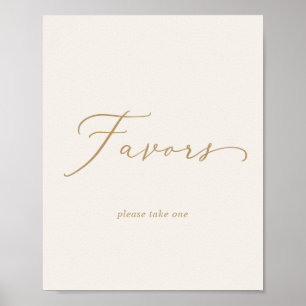 Poster Calligraphie dorée délicate   Faveurs de mariage c