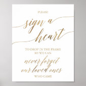 Poster Calligraphie dorée élégante, veuillez signer un cœ (Devant)