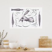 Poster Calligraphie, Écriture - Belle 18e C. Engraving (Cuisine)