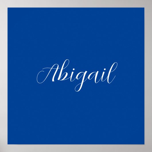 Poster Calligraphie Elégant Bleu Blanc Plaine Nom simple (Devant)