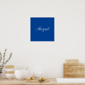 Poster Calligraphie Elégant Bleu Blanc Plaine Nom simple (Cuisine)