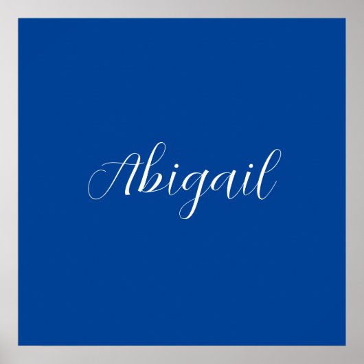 Poster Calligraphie Elégant Bleu Blanc Plaine Nom simple (Devant)