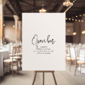 Poster Calligraphie Élégant Script Mariage Open Bar Sign
