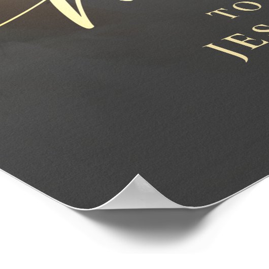 Poster Calligraphie Élégante Photo Mariage Noir & Or (Coin)