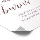 Poster Calligraphie élégante Rose Gold Cette bougie brûle (Coin)