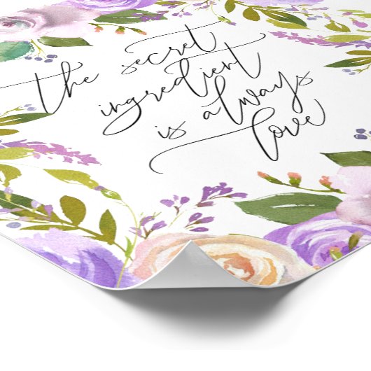 Poster Calligraphie florale violette Citation secrète d'i (Coin)