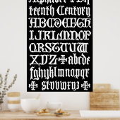 Poster Calligraphie gothique anglaise XVe siècle (Cuisine)