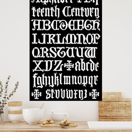 Poster Calligraphie gothique anglaise XVe siècle (Cuisine)