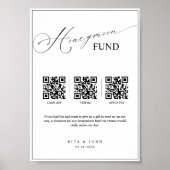Poster Calligraphie Honeymoon Fund Cash QR Code Mariage (Devant)