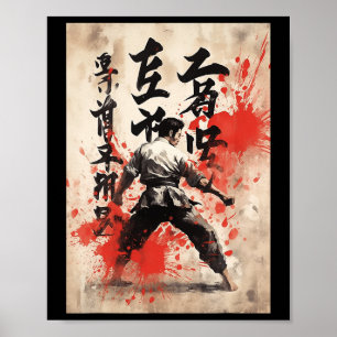 Poster Calligraphie japonaise Karaté Kyokushin Arts marti