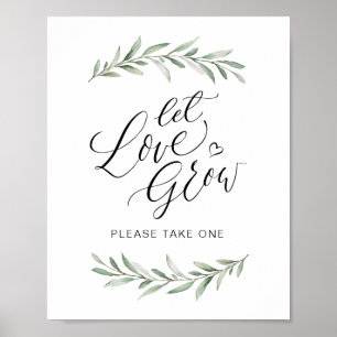 Poster Calligraphie "Let Love Grow" Verdure rustique