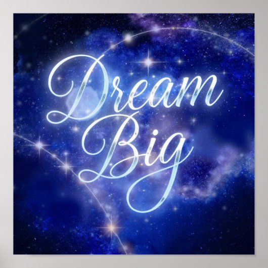 Poster Calligraphie magique "Dream Big" - Sparkl céleste (Devant)