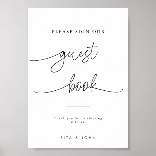 Poster Calligraphie Mariage S'il vous plaît signer notre (Devant)