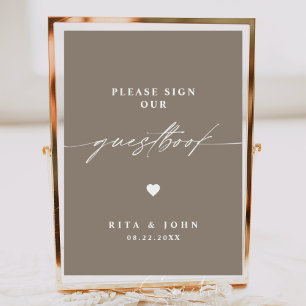 Poster Calligraphie Mariage S'il vous plaît signer notre