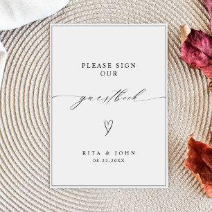 Poster Calligraphie Mariage S'il vous plaît signer notre 