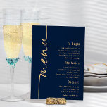 Poster Calligraphie Marine Blue Gold Mariage Menu<br><div class="desc">Calligraphie Marine Blue Gold Mariage Menu. Ce design moderne a Menu dans un élégant script de réglage qui tourne à gauche et le reste du texte est aligné à droite que vous pouvez facilement personnaliser. Les couleurs du texte et de l'arrière - plan peuvent être modifiées à n'importe quel de...</div>