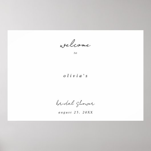 Poster Calligraphie Minimaliste Bienvenue à la Baby Showe (Devant)
