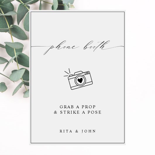 Poster Calligraphie minimaliste Mariage de cabine photo