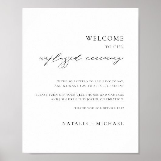 Poster Calligraphie moderne Cérémonie débranchée Mariage (Devant)