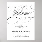 Poster Calligraphie moderne Dîner de répétition chic Bien (Devant)