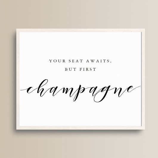 Poster Calligraphie Moderne Mais D'abord Champagne Mariag