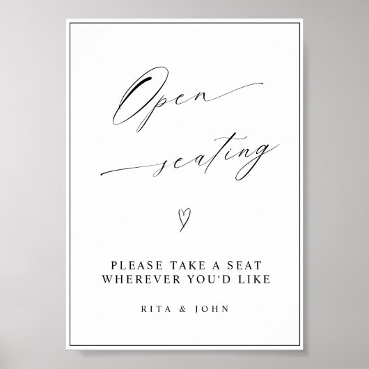 Poster Calligraphie moderne Mariage à siège ouvert (Devant)