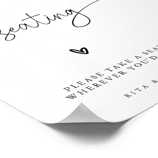 Poster Calligraphie moderne Mariage à siège ouvert (Coin)