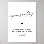 Poster Calligraphie moderne Mariage à siège ouvert (Devant)