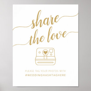 Poster Calligraphie moderne Partagez l'amour Hashtag