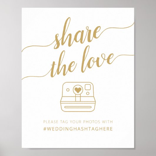 Poster Calligraphie moderne Partagez l'amour Hashtag (Devant)