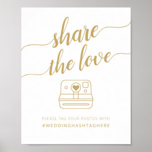 Poster Calligraphie moderne Partagez le hashtag Amour