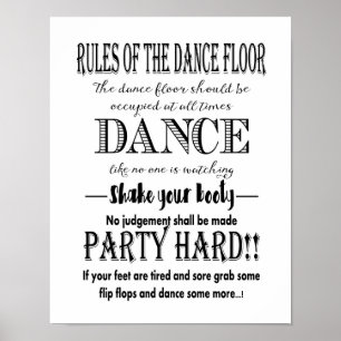Poster Calligraphie moderne Règles de la piste de danse m