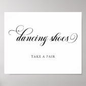 Poster Calligraphie noir et blanc Chaussures dansantes (Devant)