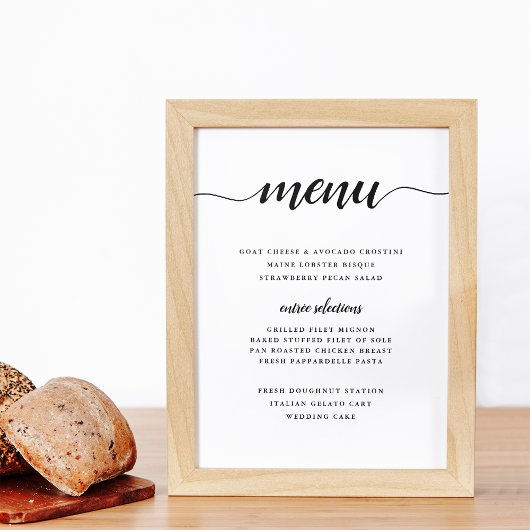 Poster Calligraphie noir et blanc | Panneau Menu personna