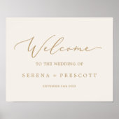 Poster Calligraphie Or Délicate | Accueil du Mariage de c (Devant)