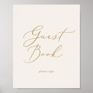 Poster Calligraphie Or Délicate Cream Guest Book