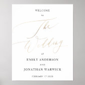 Poster Calligraphie or jaune blanc Mariage simple (Devant)