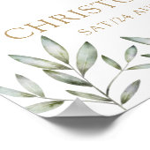 Poster Calligraphie Or Moderne & Mariage de Foliage Vert (Coin)