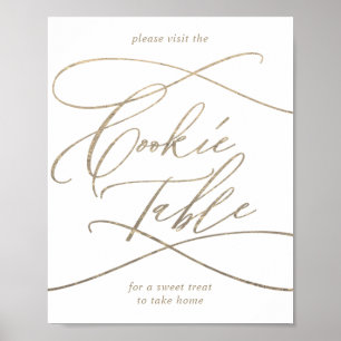 Poster Calligraphie Or Romantique Cookie Panneau Table